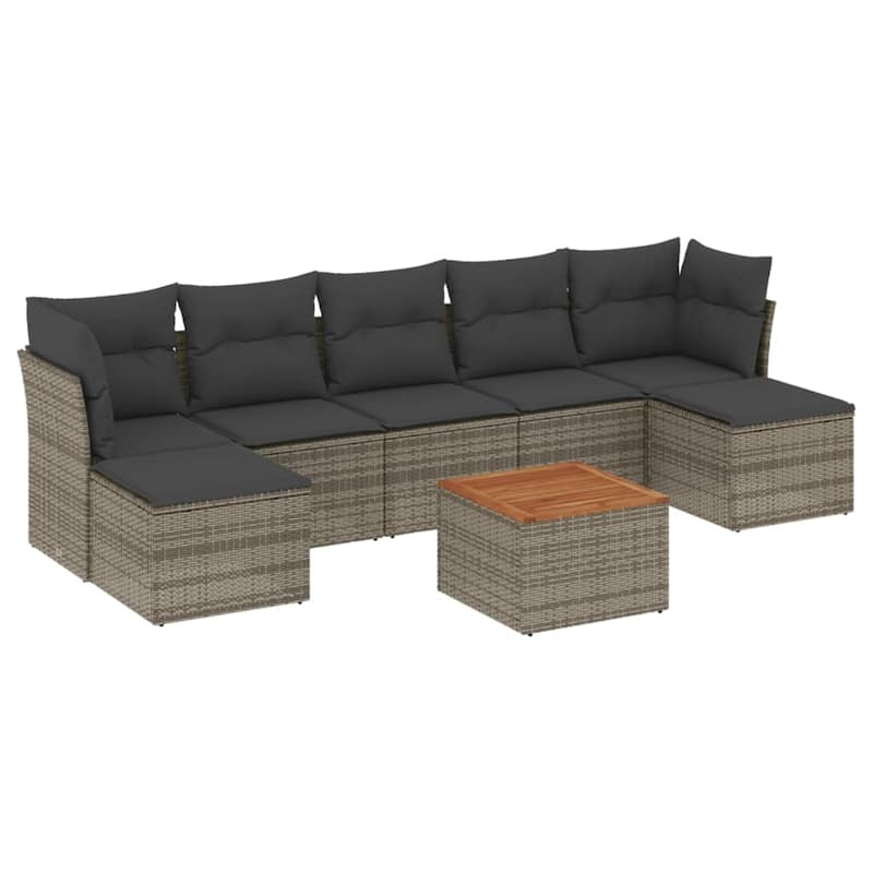 vidaXL Patio Sofa Set with Cushions Outdoor Furniture 8 Piece Poly Rattan - 24.4 x 24.4 x 27.2