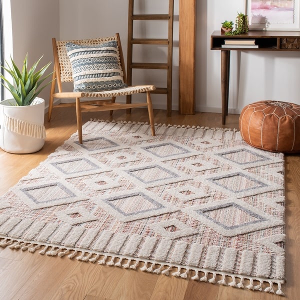 slide 2 of 13, SAFAVIEH Marrakech Moroccan Boho Braided Tassel Area Rug 10' x 14' - Grey/Multi