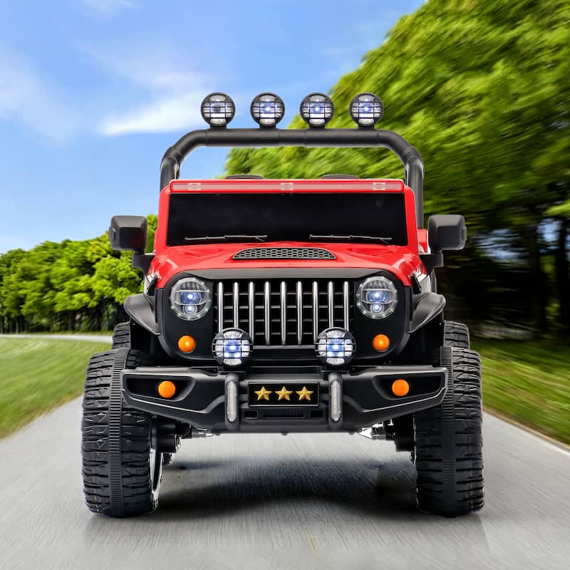 24V 2-Seater Kids Electric Ride-On with Remote Control, Red, 4WD & LED Lights - Red