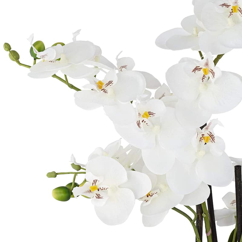 Artificial Orchid Phalaenopsis Plant Including Metallic Vase, 24"