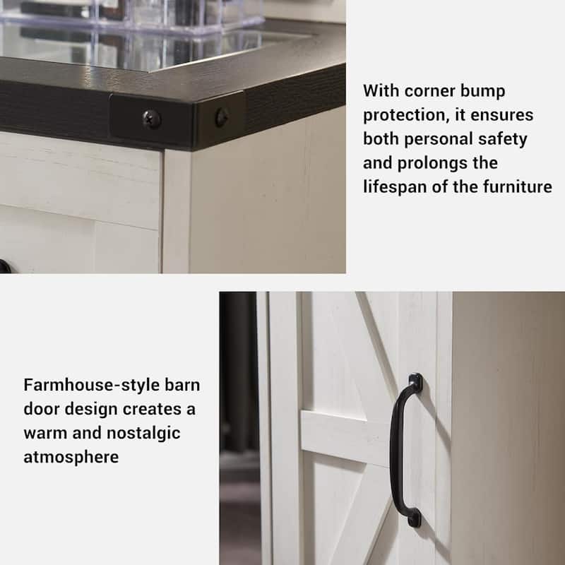 Farmhouse Vanity Desk with Mirror and Storage Space, Stool Included