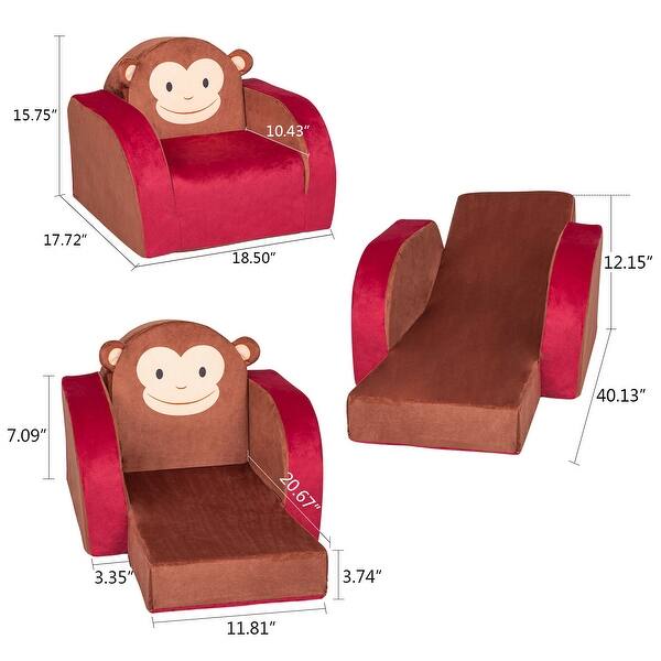 Kinbor Kids Sofa Children Couch Plush Armrest Chair 3 In 1 Fold Out Chair Bed For Nursery Toddler Lounge Bed Reliner Monkey Overstock 31491365 It is good as a temporary bed for sleepovers and whether your children are studying, lounging around, or just hanging out with friends, your zone foldable flip chair is the best addition to any room.