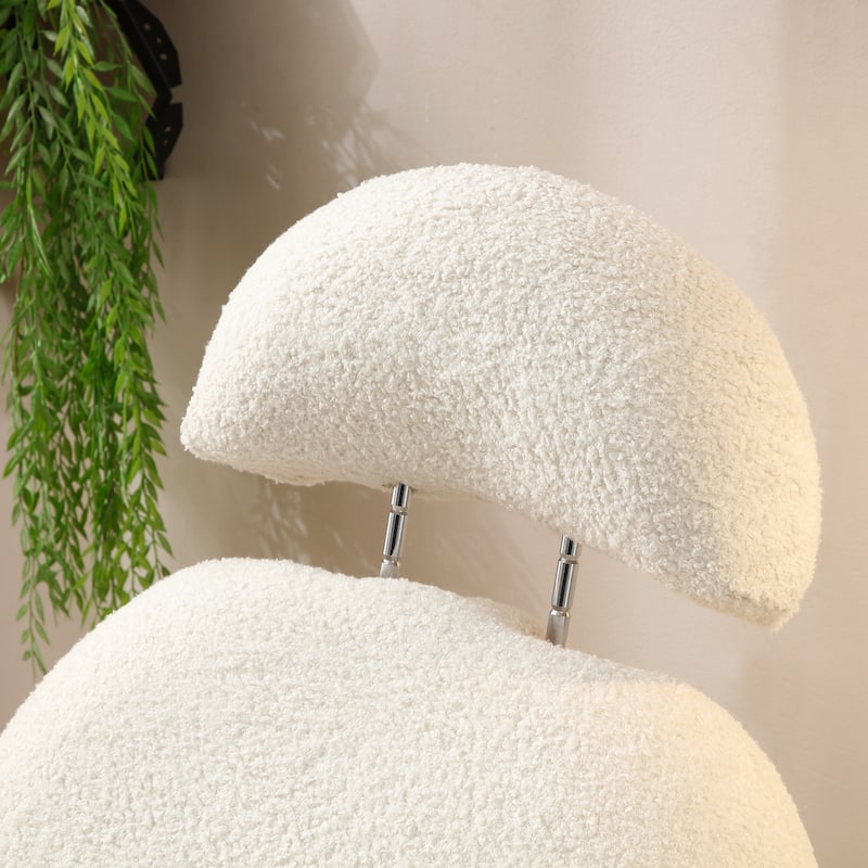 Modern Sherpa Fabric Rocking Armchair with Gold Metal Frame