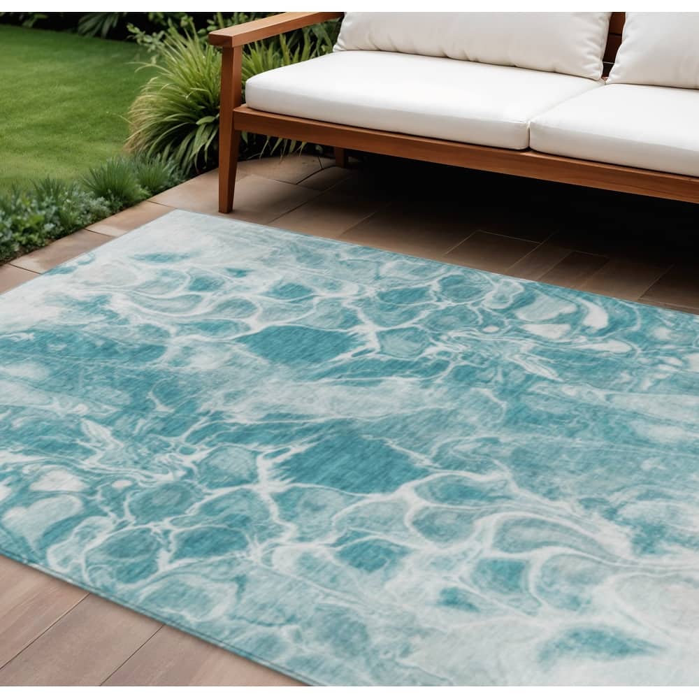 HomeRoots Abstract Transitional Rectangle Outdoor Rug