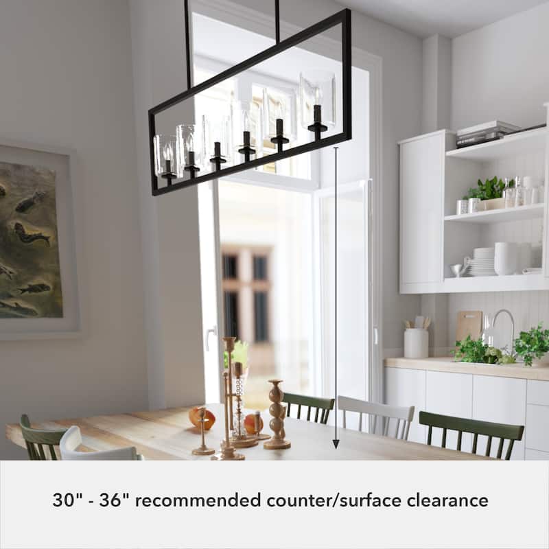 Hunter Kerrison Geometric Pendant - Seeded Glass - Square or Linear - Dining Room, Entry, Island - Contemporary, Industrial