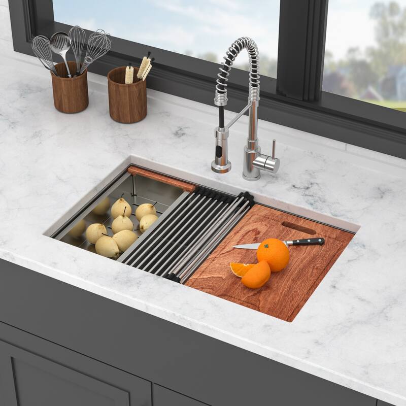 30" Undermount Kitchen Sink 30*19*9 inch Single Bowl 16 Gauge Stainless Steel Ledge Workstation Kitchen Sinks