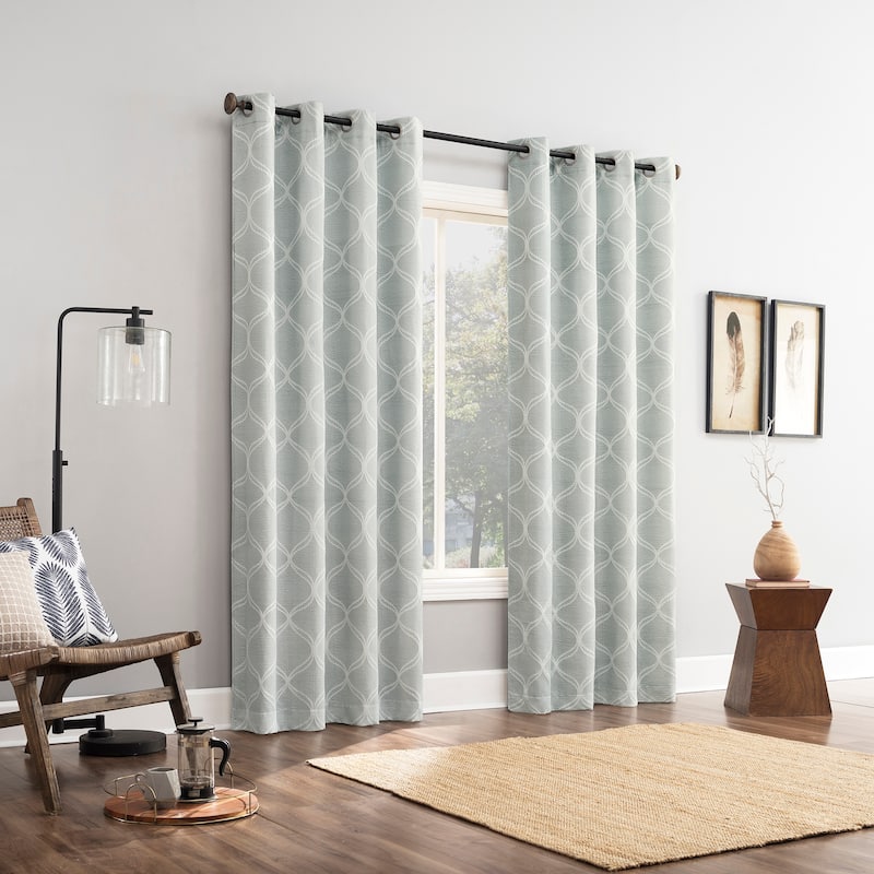 Sun Zero Tikal Woven Ogee Total Blackout Grommet 1-Piece Curtain Panel, Single Panel