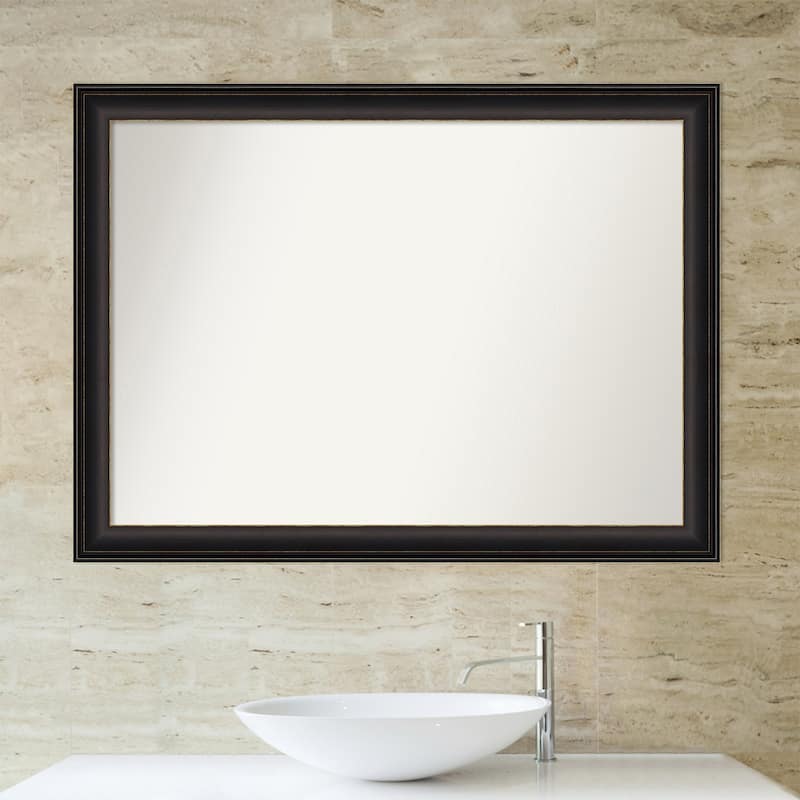 Non-Beveled Bathroom Wall Mirror - Trio Oil Rubbed Bronze Frame - Bed ...