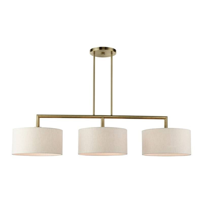Livex Lighting 3-light Antique Brass Linear Chandelier, 49293-01 - 51" L x 14" W x 18.25" - 48.25" Adj. H