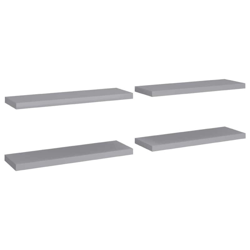 Zyno Wall Shelf Set of 4, Matte Gray MDF Body, Modern Design 32 Inch