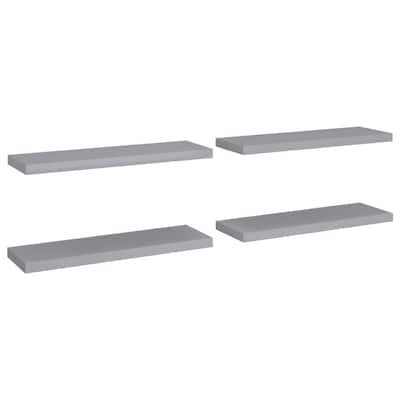 Zyno Wall Shelf Set of 4, Matte Gray MDF Body, Modern Design 32 Inch