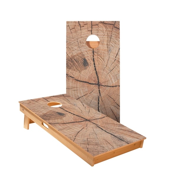 slide 2 of 5, Cracked Wood Cornhole Boards NO Bags - Add Board Lights