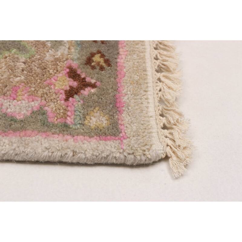 ECARPETGALLERY Hand-knotted Modern Oushak Light Grey Wool Rug - 2'4 x 7'9