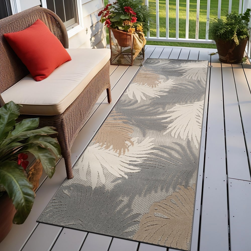 World Rug Gallery Tropical Floral Indoor/Outdoor Area Rug