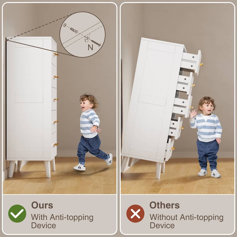 5/6/Chest of Drawers Dresser Modern Drawers with Metal Handles, Wood Storage Dresser for Bedroom, Living Room, Entryway