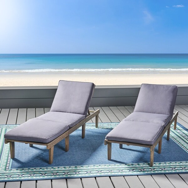 Ariana Outdoor Cushioned Acacia Chaise Lounges Set of 2 by Christopher Knight Home Bed Bath Beyond 11138314