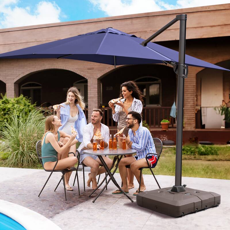 Heavy Duty Sand Water Fillable Patio Offset Cantilever Umbrella Base with Wheels