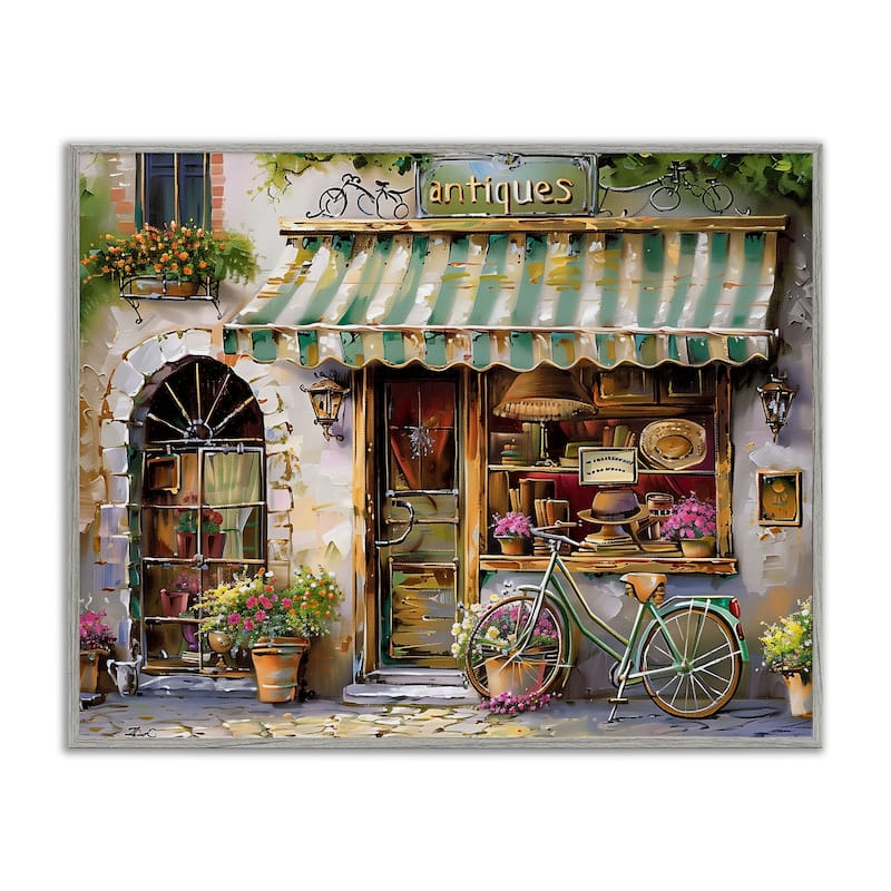 Stupell Charming Antique Shop Framed Giclee Art Design By Arlington Prints - 30 x 24 - Grey