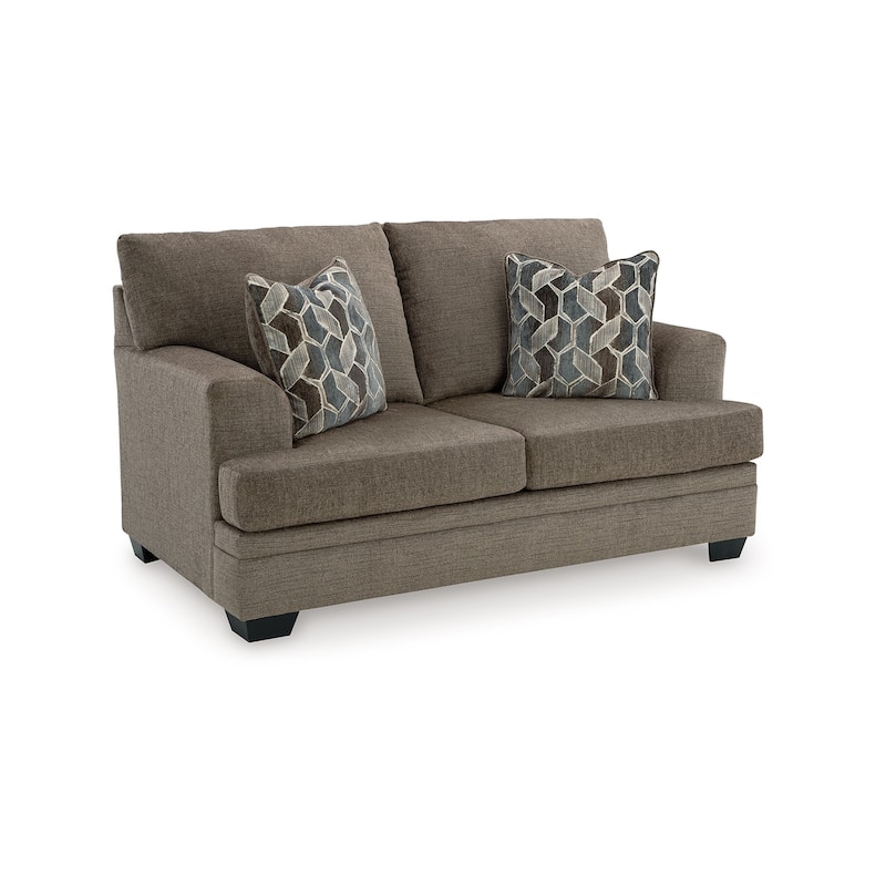 Ead Loveseat, 4 Accent Throw Pillows, Nutmeg Brown Polyester 67 Inch