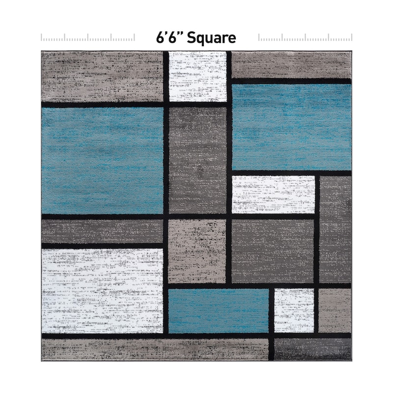 World Rug Gallery Contemporary Modern Boxed Color Block Area Rug