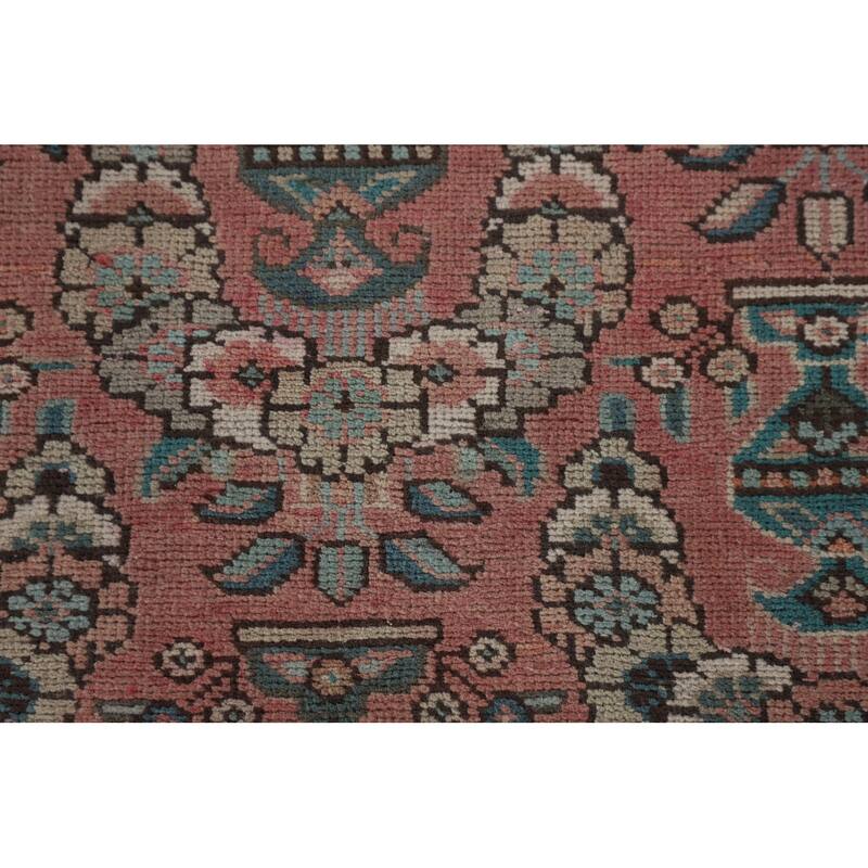 Over Dyed Pink Tabriz Persian Vintage Rug Handmade Wool Carpet - 9'9"x 12'7"