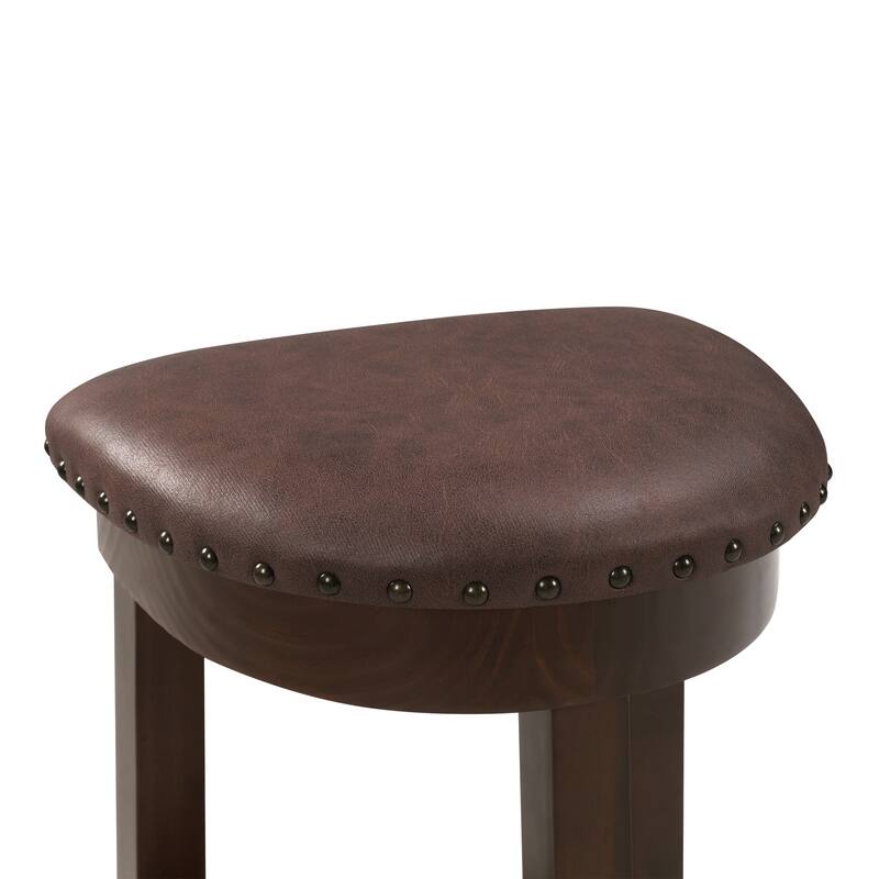 4 Piece Bar Table Set with 3 PU Upholstered Bar Stools, with 3 Padded Stools Solid Wood Counter Height Dining Table Set