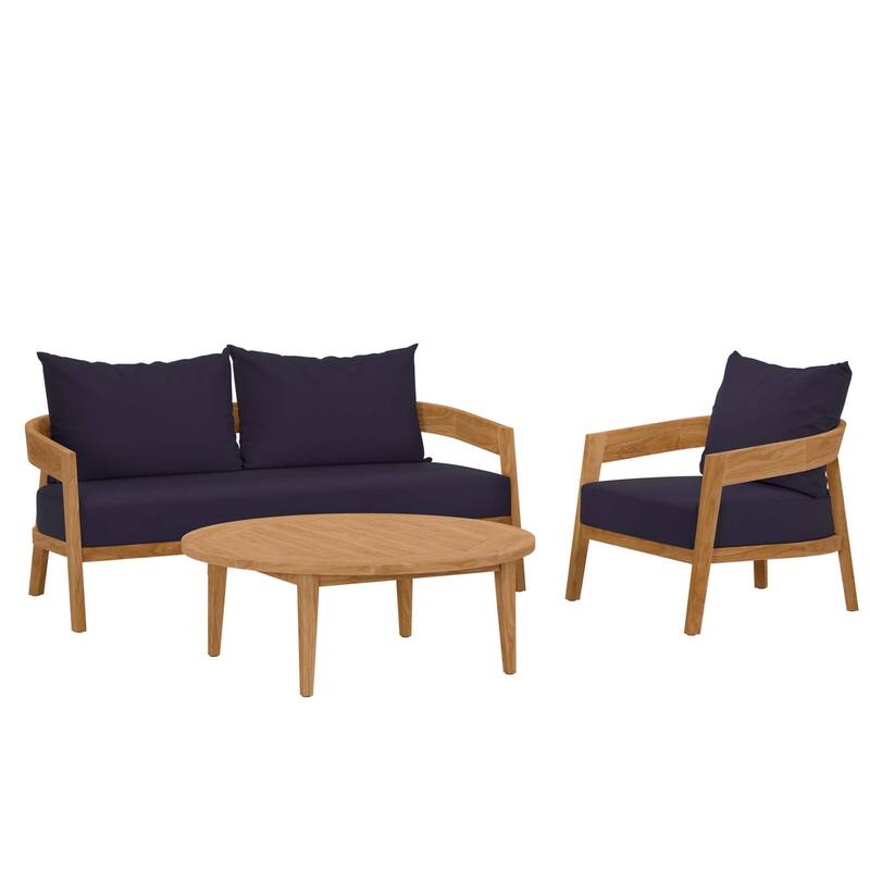 Brisbane 3-Piece Teak Wood Outdoor Patio Outdoor Patio Set
