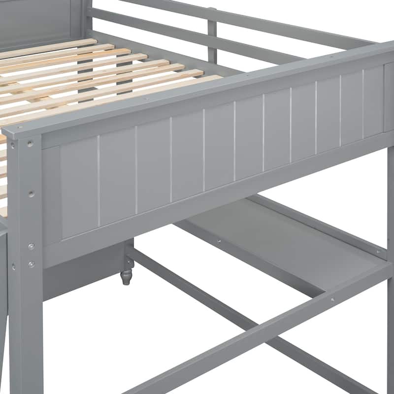 Twin Size Loft Bed with Drawers and Desk