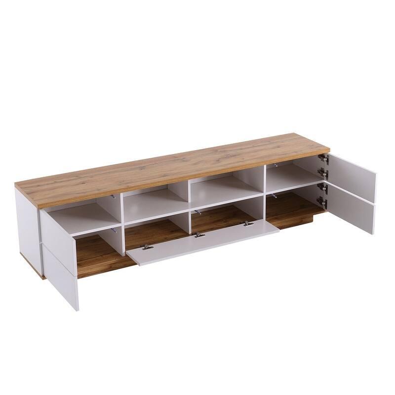 Modern 80-Inch TV Stand, Media Console with Easy-Access Storage & Rebound Doors