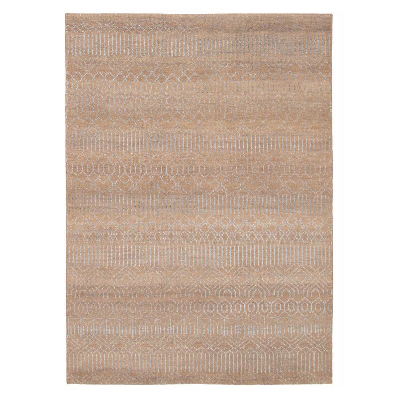 ECARPETGALLERY Hand-knotted Silk Shadow Brown Silk, Wool Rug - 5'3 x 7'6 - Brown - 5'3 x 7'6