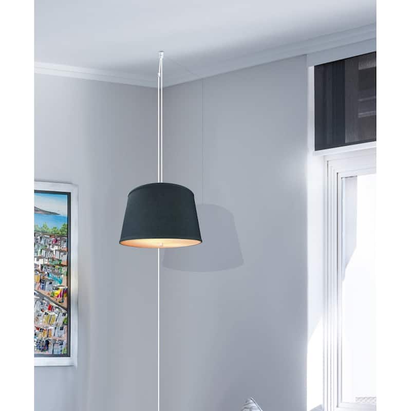 2 Light Swag Plug-In Pendant 16"w Textured Slate Blue with Diffuser, White Cord