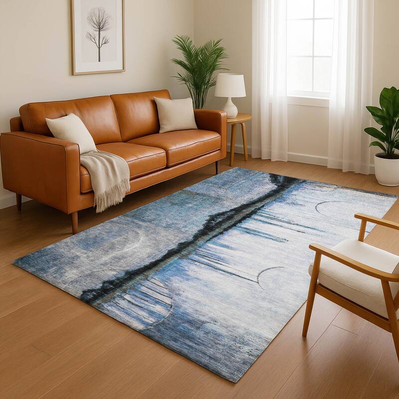 Premium Washable Super Soft Contemporary Melt Mayfield Rug - Blue - 9' x 12'