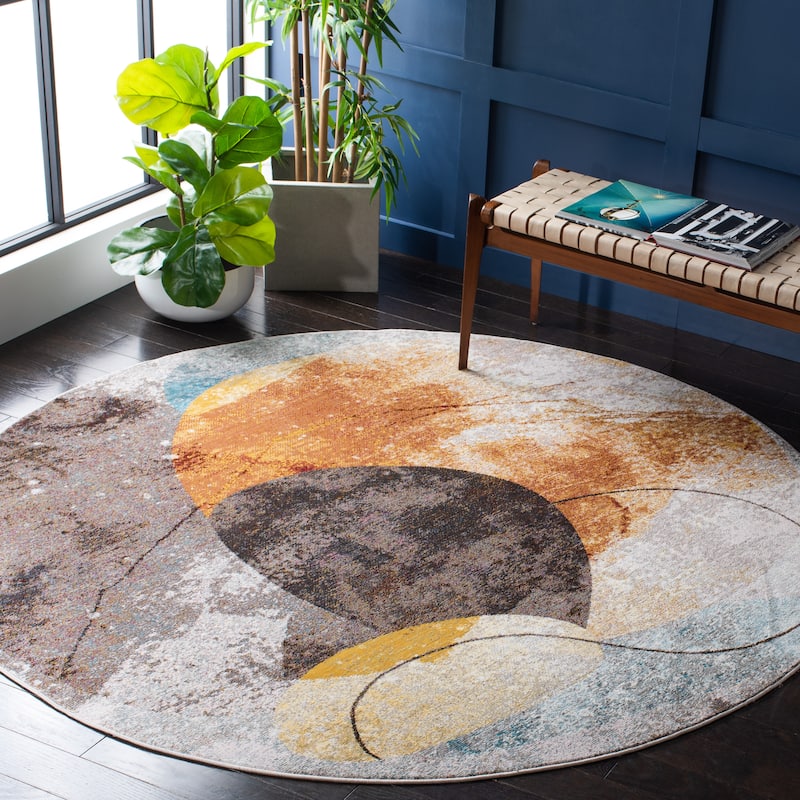 SAFAVIEH Aria Rihab Vintage Rug - 6'5" Round - Ivory/Red