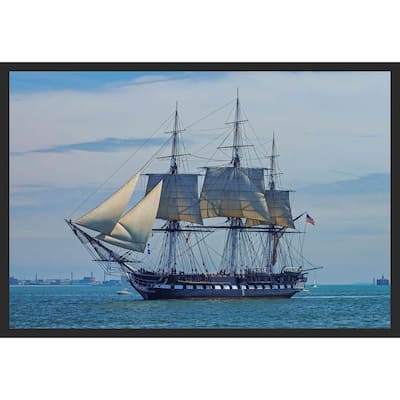 Boston Harbor USS Constitution Ole Ironsides Photography by Wayne Collamore Framed Poster - 24 x 36 Inch