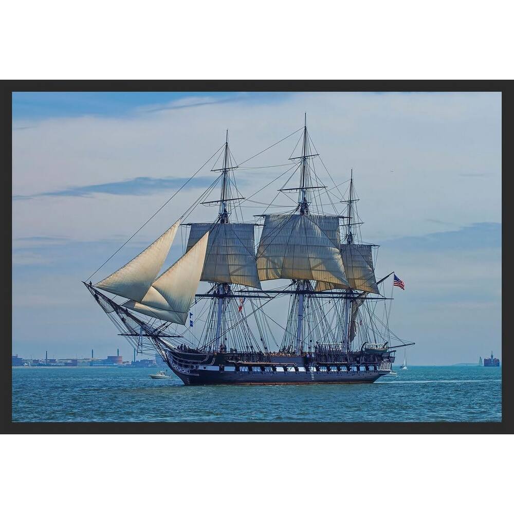 Boston Harbor USS Constitution Ole Ironsides Photography by Wayne Collamore Framed Poster - 24 x 36 Inch