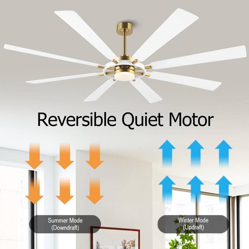 WINGBO 80-inch 8-Blades Indoor DC Motor Ceiling Fan With LED Light and Remote Control