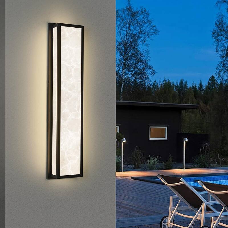 Outdoor Hardwired Marble LED Lantern Wall Sconce - 32.7 inch H