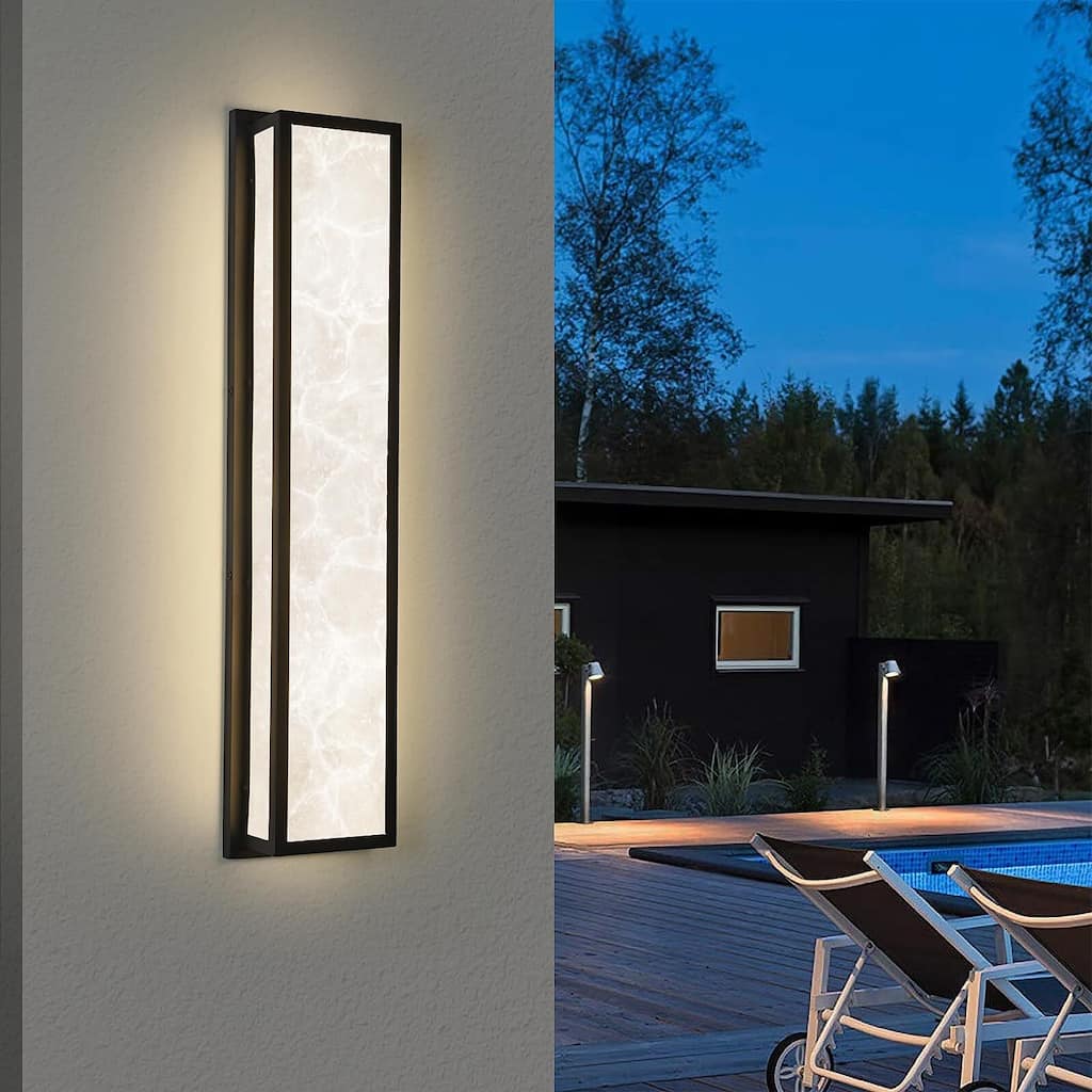 Outdoor Hardwired Marble LED Lantern Wall Sconce