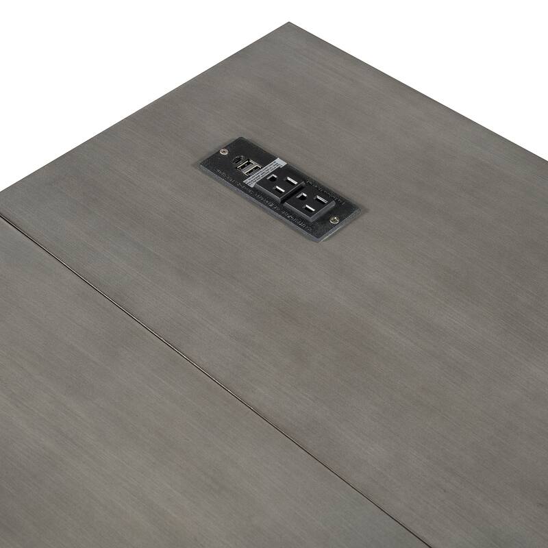 Queen Size Space-Saving Murphy Bed with Storage Drawers and USB Ports, Brushed Gray