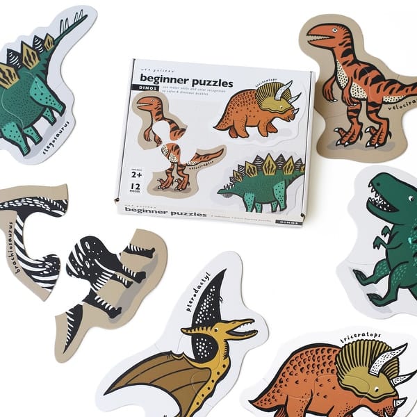 slide 2 of 5, Wee Gallery Beginner Puzzle - Dino