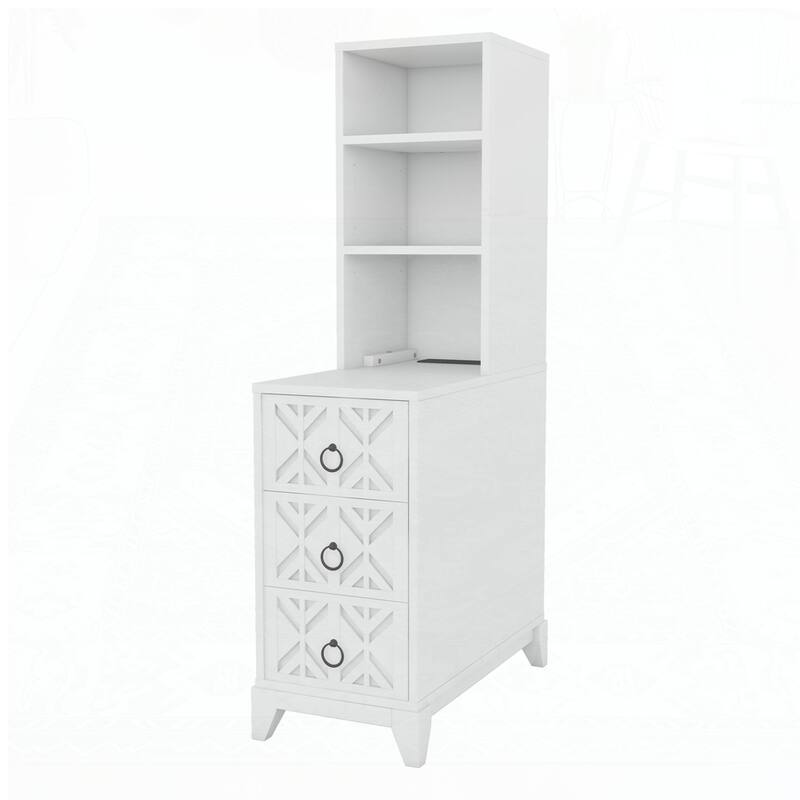 3 Drawers NightStand Corner Table with 2 Open Shelves