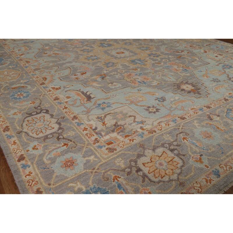 Vegetable Dye Oushak Turkish Area Rug Hand-Knotted Wool Carpet - 8'2" x 9'8"