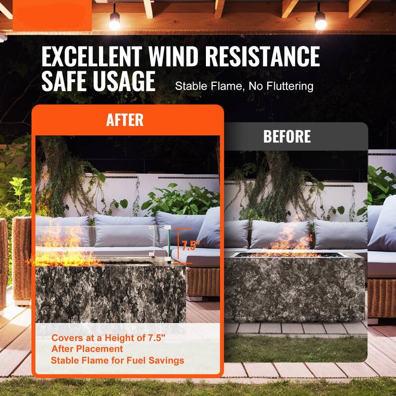 Tempered Glass Wind Guard for Rectangular Fire Pit Table