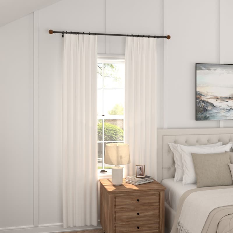 Acroma Adjustable Single Curtain Rod with Globe Ball Finial