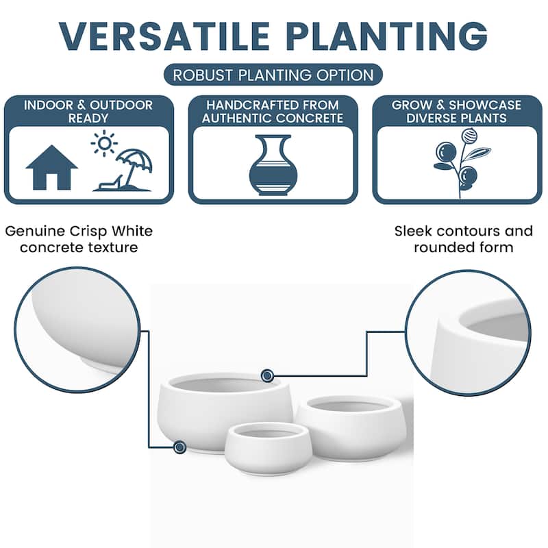 Tall Concrete Round Plant Pots / Large Indoor and Outdoor flower Planters