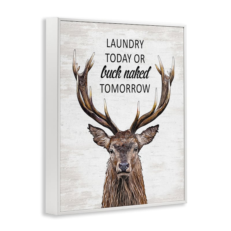 Stupell Buck Naked Tomorrow Funny Laundry Framed Giclee Art Design By Lettered and Lined