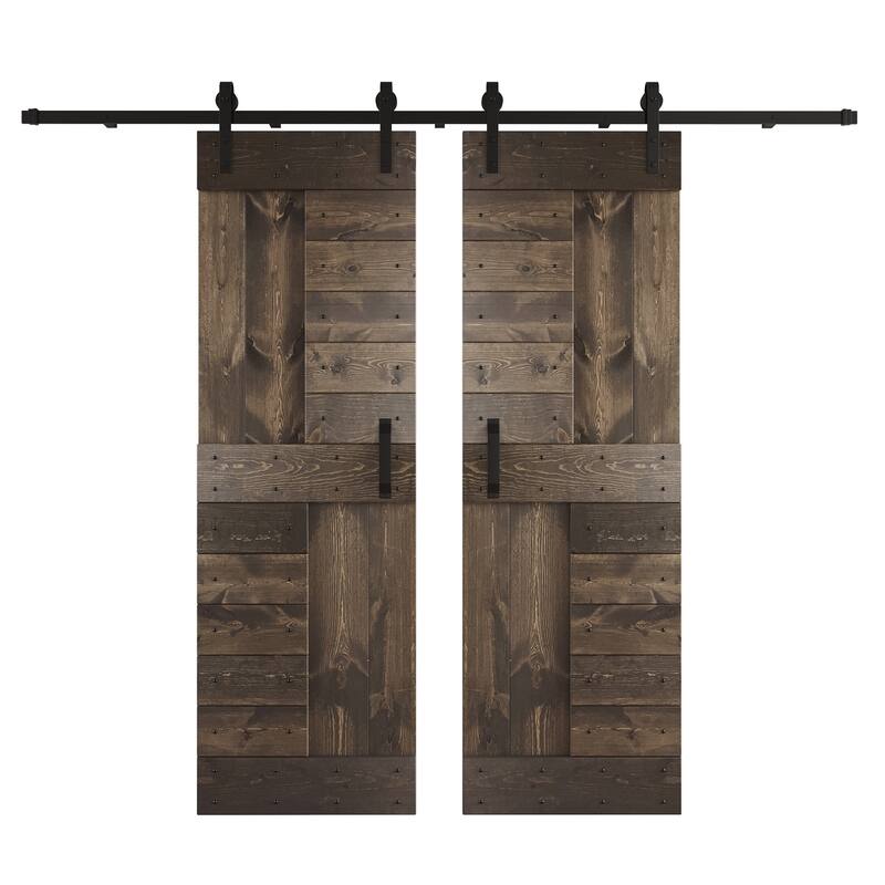 Coast Sequoia 48in/60in/72in/84in x 84in S Series Pine Wood Double Sliding Barn Door With Hardware Kit