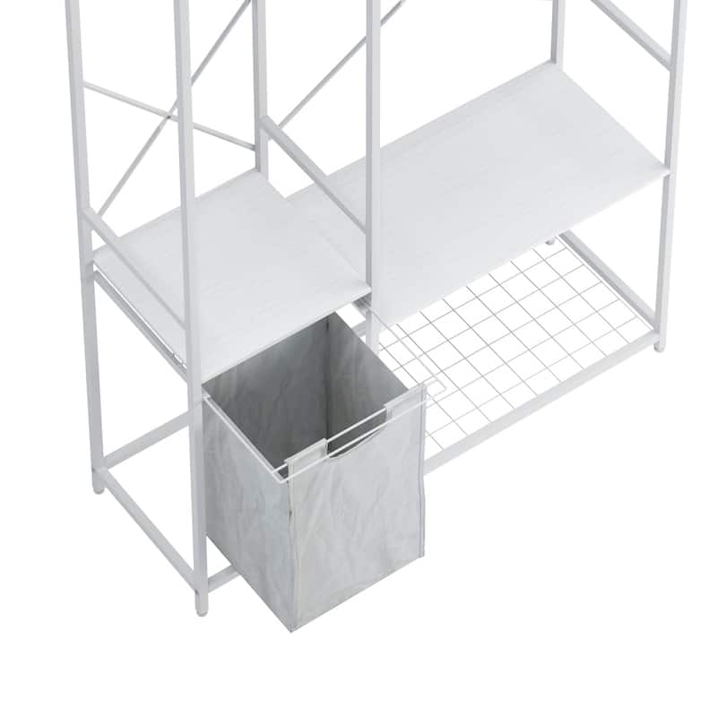 Portable Clothes Rack with Bottom Mesh Rack and Oxford Storage Bag