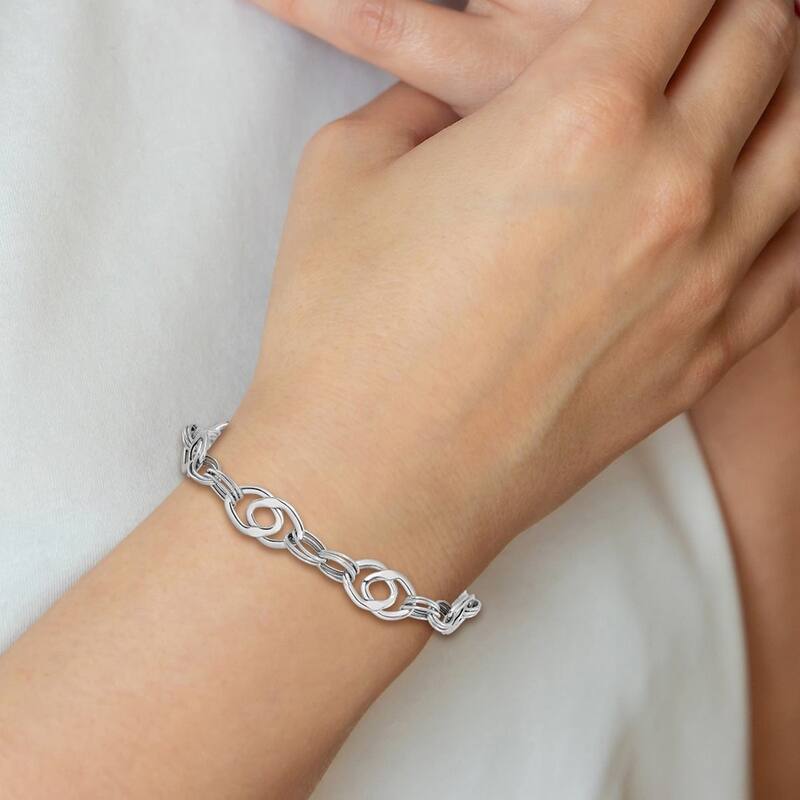 Curata 14k White Polished Fancy Link Bracelet 7.75 Inch