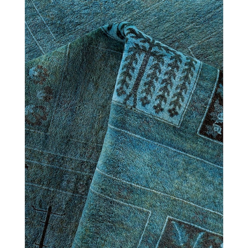 Fine Vibrance One-of-a-Kind Hand-Knotted Runner Rug - Blue, 6' 2" x 11' 8" - 6' 2" x 11' 8"